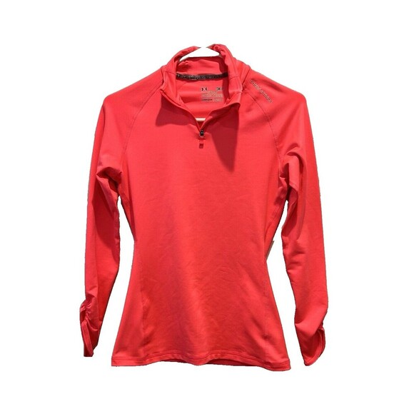 Under Armour Women's Small Fitted ColdGear Pink 1/2 Zip Long Sleeve Pullover Gym - Picture 1 of 6